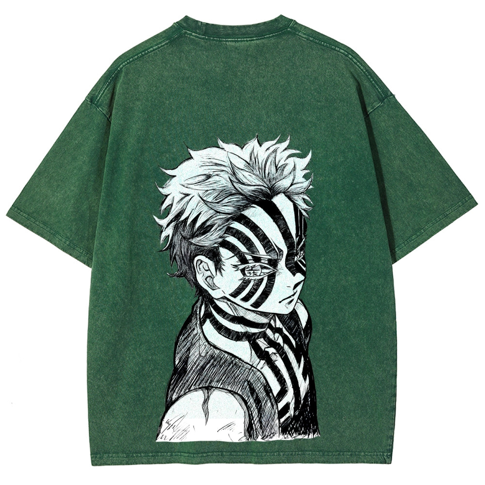 Demon Slayer Akaza Unisex Fit Washed T-Shirt 2508017343